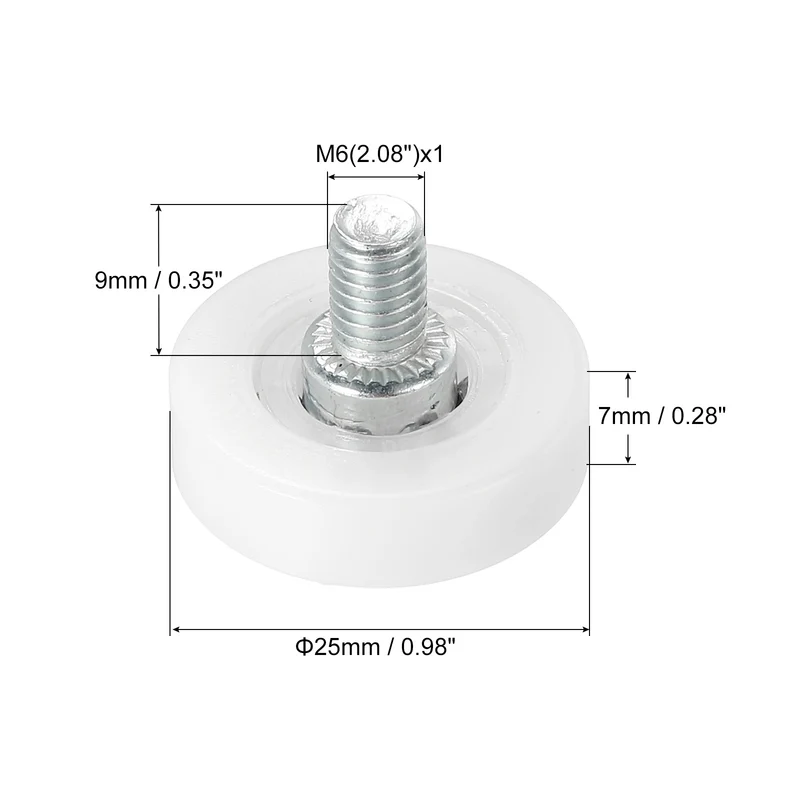 10Pack 25mm Drawer Rollers Plastic Drawer Pulley Bearing Small Pulley with Nuts
