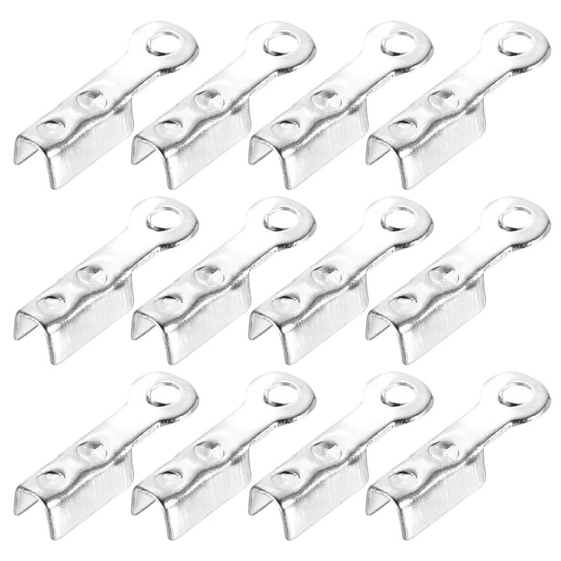 600 Pcs Fold Over Cord Ends, 8.1x1.2mm Ribbon Crimp Ends Cap (White K)