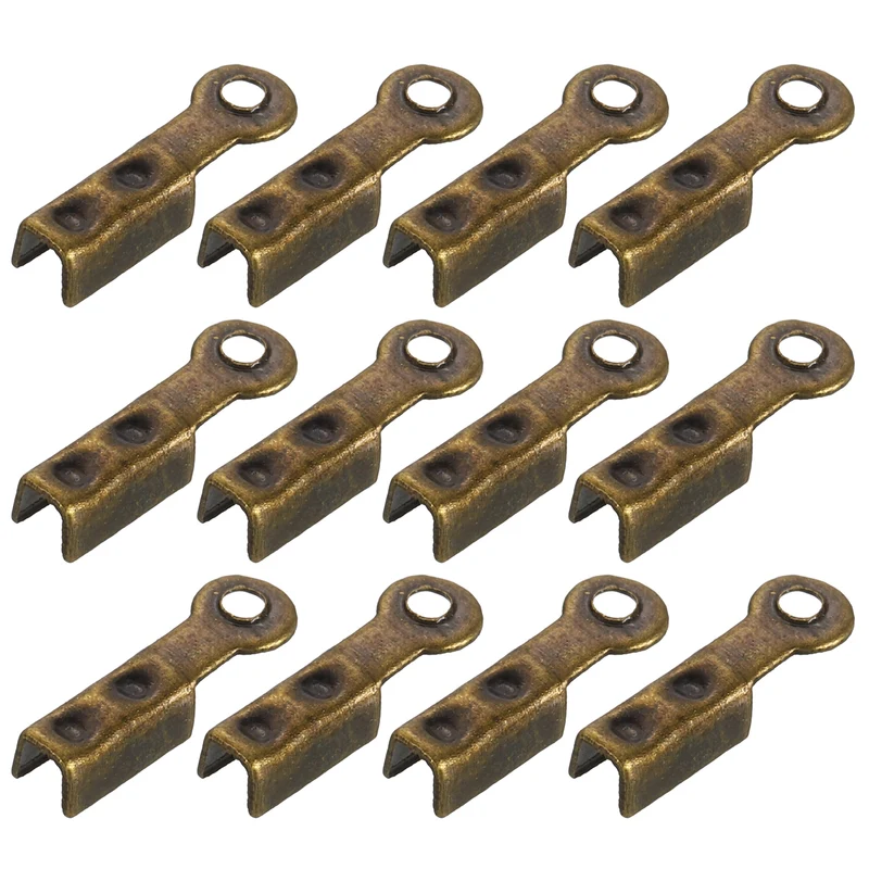 400 Pcs Fold Over Cord Ends, 8.1x1.2mm Ribbon Crimp Ends Cap (Bronze)