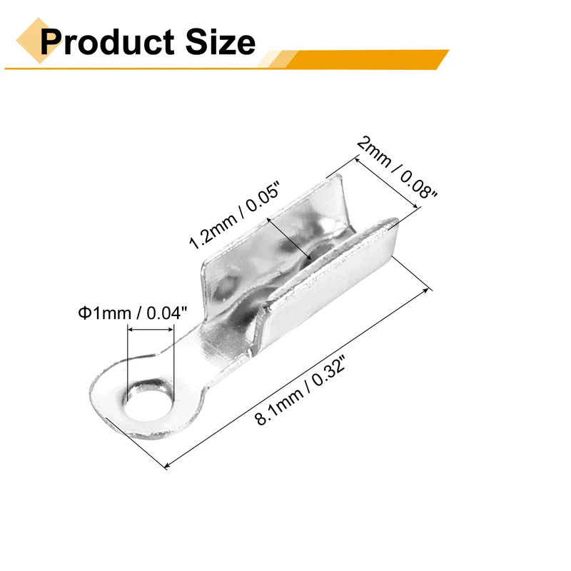400 Pcs Fold Over Cord Ends, 8.1x1.2mm Ribbon Crimp Ends Cap (White K)