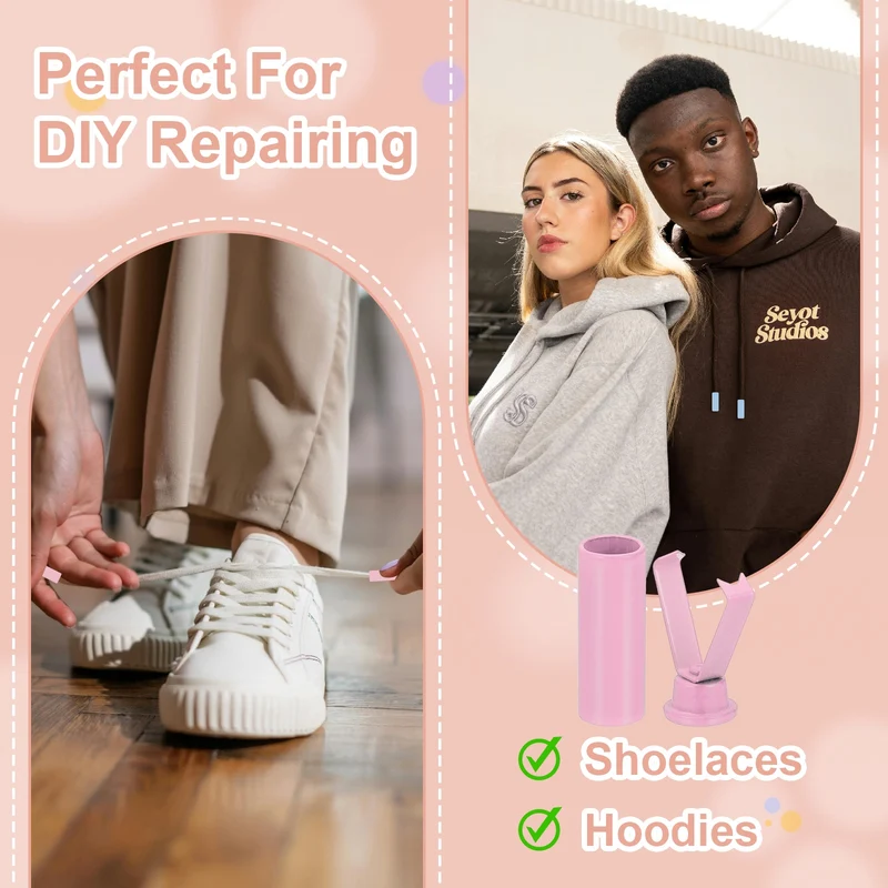 0.8 Inch Aglets for Shoelaces, 4 Pcs Metal Aglets Replacement Tips, Pink