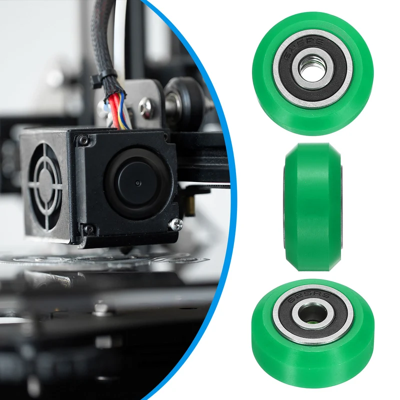 4Pcs 3D Printer Wheel with 625RS Linear Bearing for 3D Printer, Green