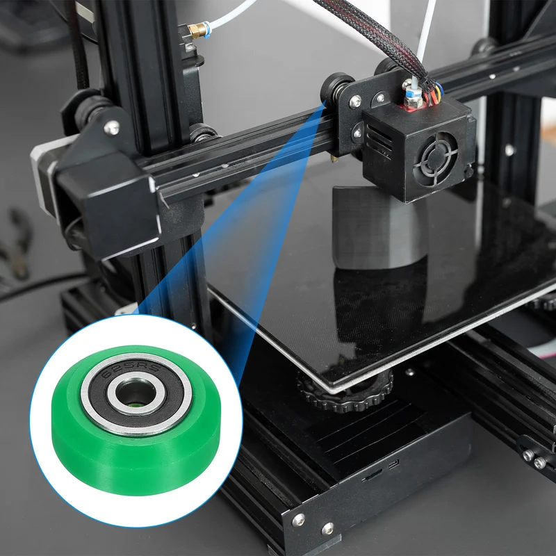 4Pcs 3D Printer Wheel with 625RS Linear Bearing for 3D Printer, Green