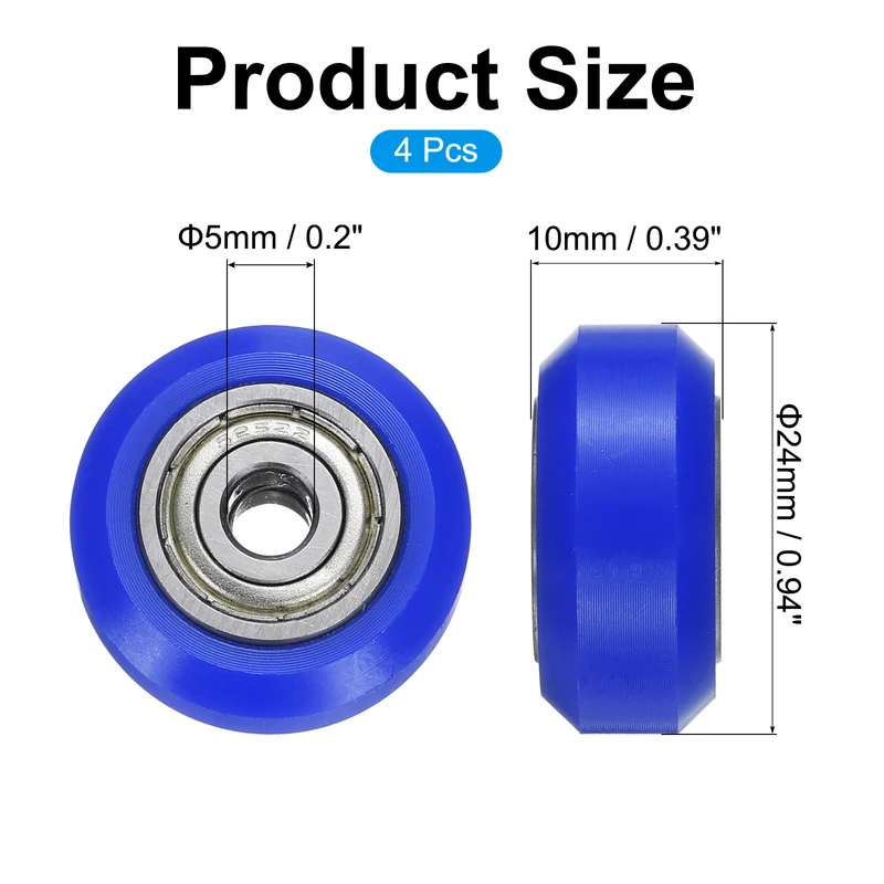 4Pcs 3D Printer Wheel with 625ZZ Linear Bearing for 3D Printer, Blue