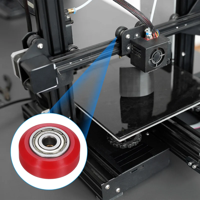 4Pcs 3D Printer Wheel with 625ZZ Linear Bearing for 3D Printer, Red