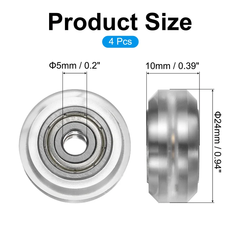 4Pcs 3D Printer Wheel with 625ZZ Linear Bearing for 3D Printer, Transparent