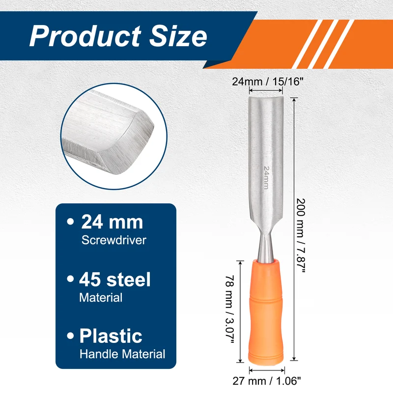 Wood Chisel 15/16" Inner Beveled Edge Blade Flat Chisel with Handle