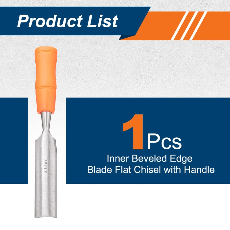 Wood Chisel 15/16" Inner Beveled Edge Blade Flat Chisel with Handle
