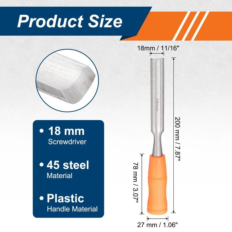 Wood Chisel 11/16" Inner Beveled Edge Blade Flat Chisel with Handle