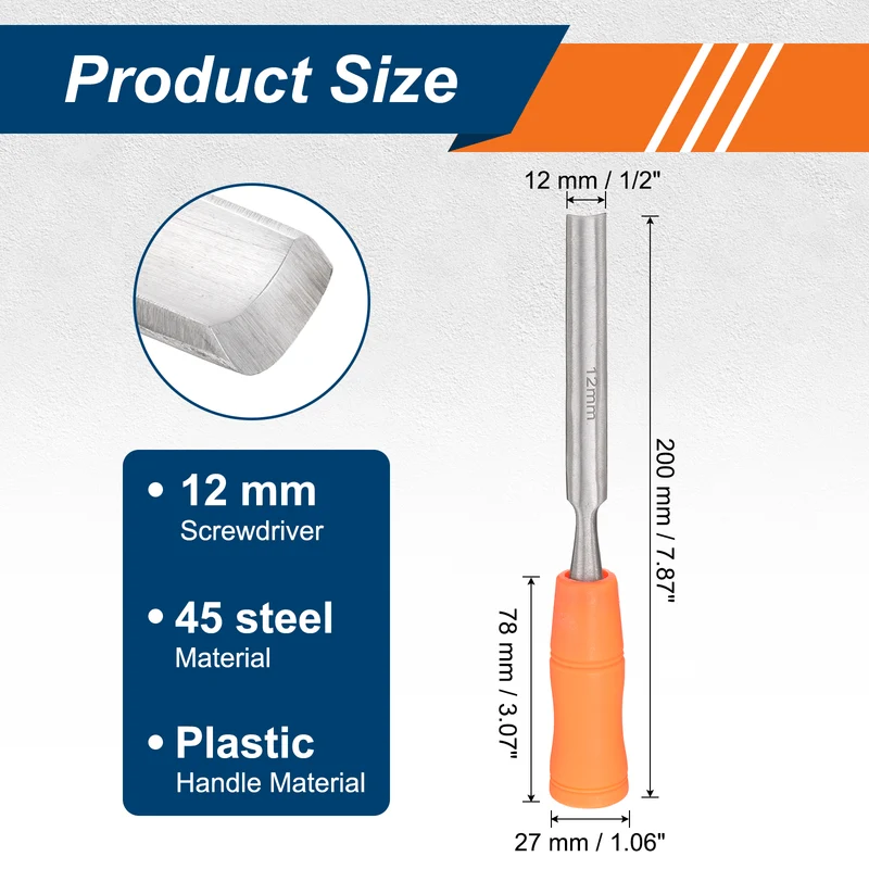 Wood Chisel 1/2" Inner Beveled Edge Blade Flat Chisel with Handle