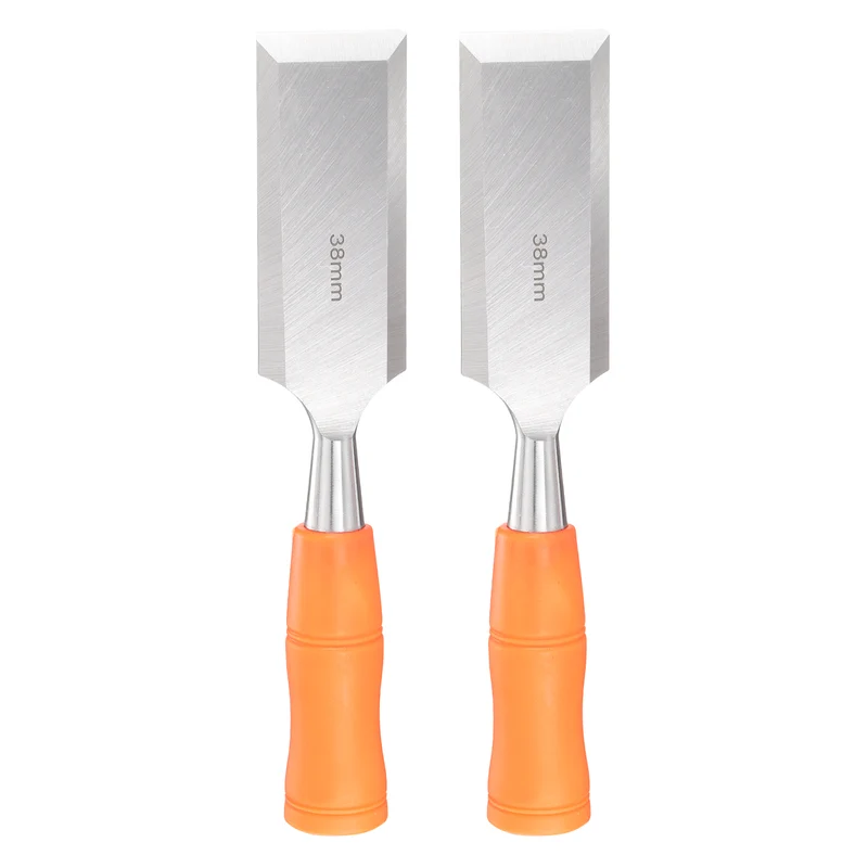 2pcs Wood Chisel 1-1/2" Beveled Edge Blade Wood Working Flat Chisel with Handle