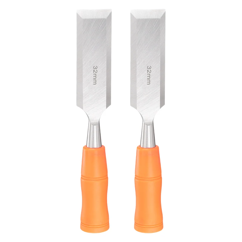 2pcs Wood Chisel 1-1/4" Beveled Edge Blade Wood Working Flat Chisel with Handle
