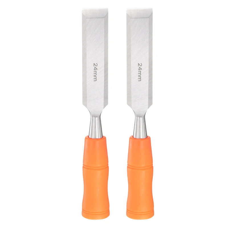 2pcs Wood Chisel 15/16" Beveled Edge Blade Wood Working Flat Chisel with Handle