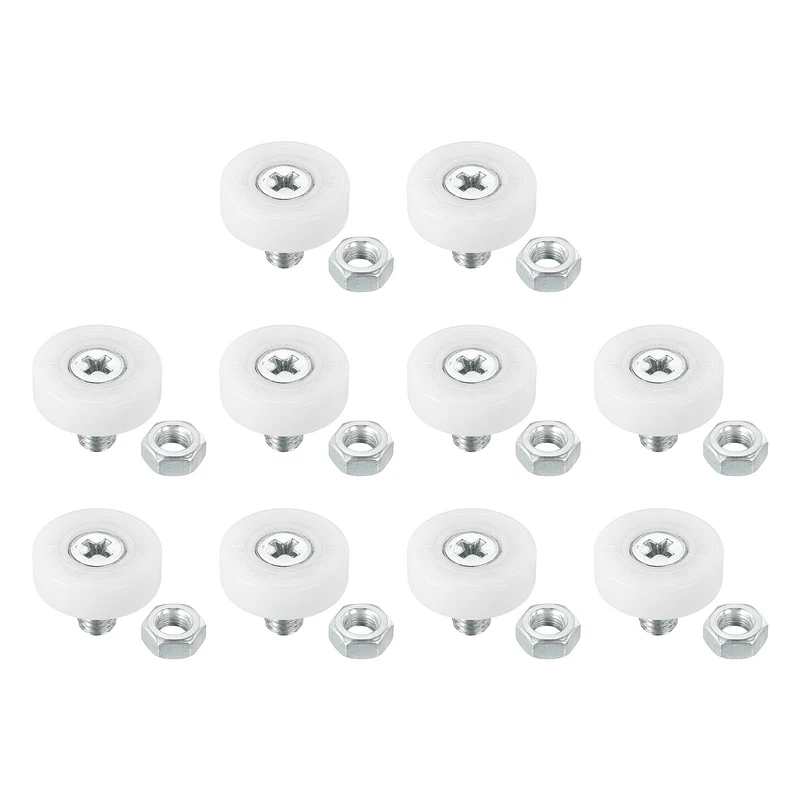 10Pack 19mm Drawer Rollers Plastic Drawer Pulley Bearing Small Pulley with Nuts