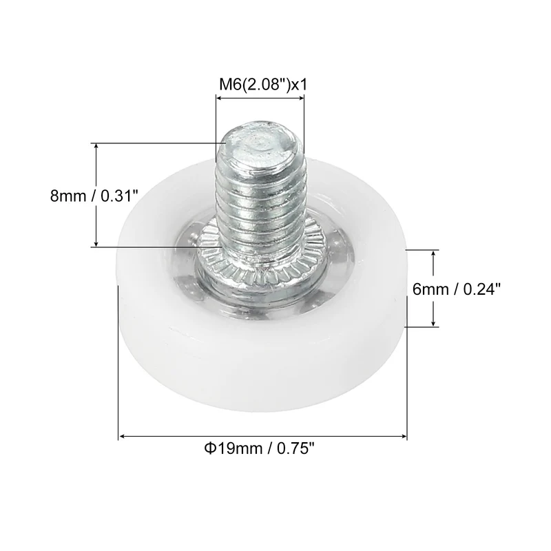 10Pack 19mm Drawer Rollers Plastic Drawer Pulley Bearing Small Pulley with Nuts