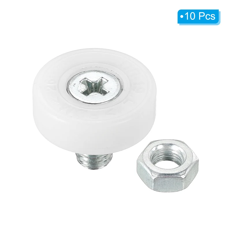 10Pack 19mm Drawer Rollers Plastic Drawer Pulley Bearing Small Pulley with Nuts