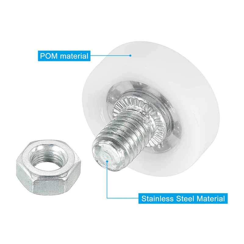 10Pack 19mm Drawer Rollers Plastic Drawer Pulley Bearing Small Pulley with Nuts