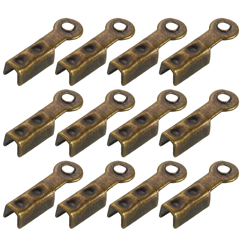 200 Pcs Fold Over Cord Ends, 8.1x1.2mm Ribbon Crimp Ends Cap (Bronze)