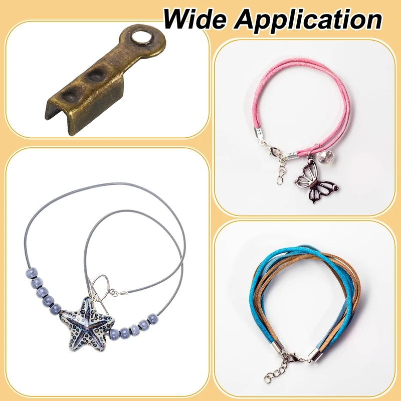 200 Pcs Fold Over Cord Ends, 8.1x1.2mm Ribbon Crimp Ends Cap (Bronze)