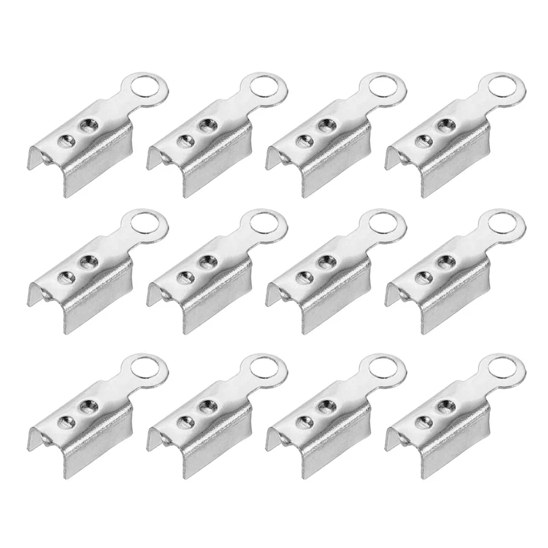 600 Pcs Fold Over Cord Ends, 10.2x2.5mm Ribbon Crimp Ends Cap (Silver)