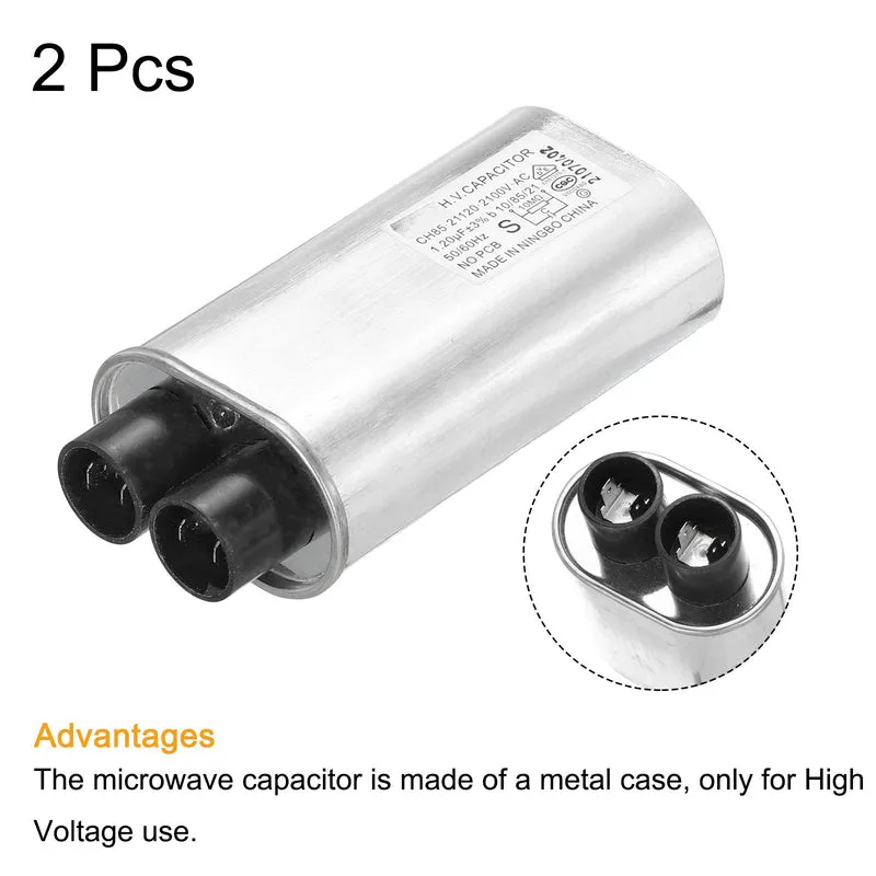 Microwave Capacitor Replacement High Voltage Oven Capacitor 2100VAC 1.20uf 2Pcs
