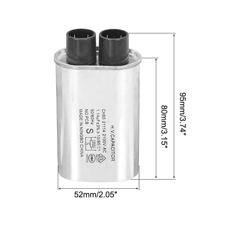 Microwave Capacitor Replacement High Voltage Oven Capacitor 2100VAC 1.14uf 2Pcs