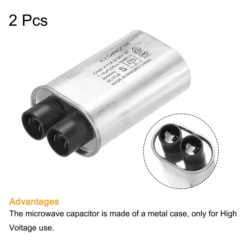 Microwave Capacitor Replacement High Voltage Oven Capacitor 2100VAC 1.14uf 2Pcs