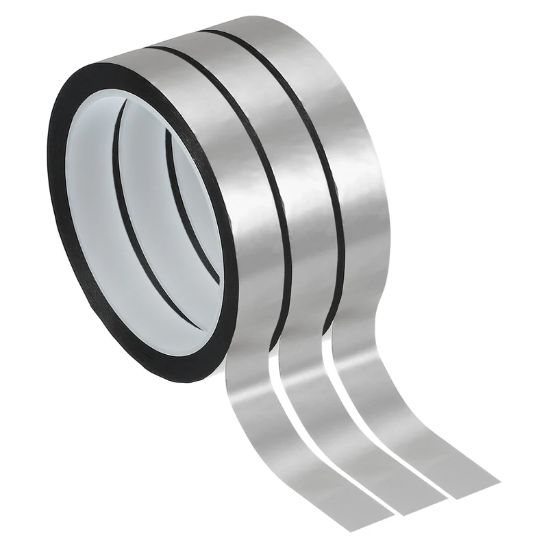 3 Pcs Metalized Polyester Film Tape 9/16 in x 55 Yard Matte Silver