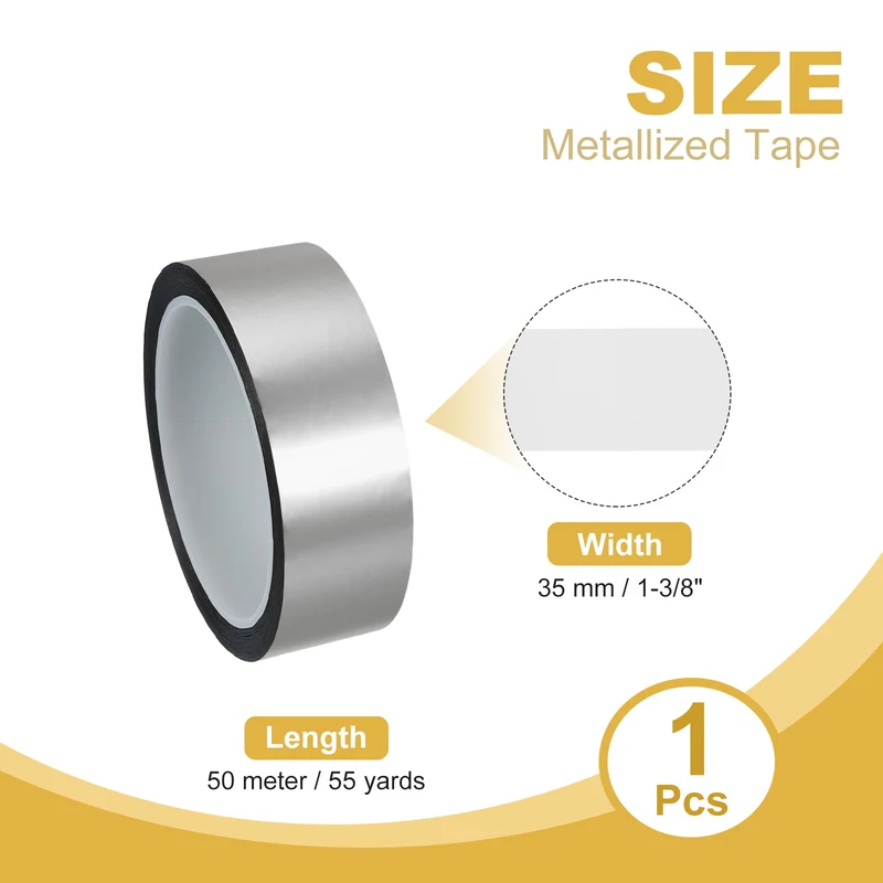 Metalized Polyester Film Tape 1-3/8 in x 55 Yard Matte Silver