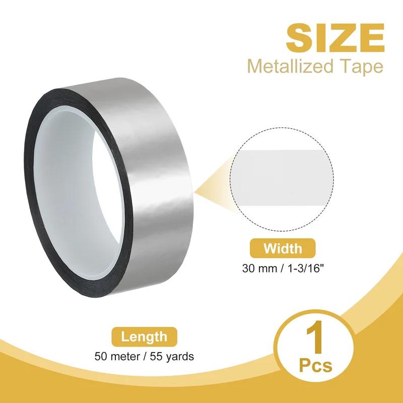 Metalized Polyester Film Tape 1-3/16 in x 55 Yard Matte Silver