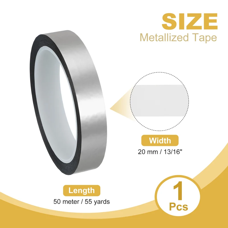 Metalized Polyester Film Tape 13/16 in x 55 Yard Matte Silver