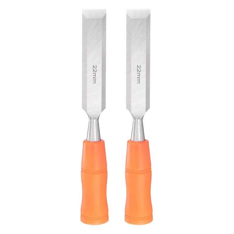 2pcs Wood Chisel 7/8" Beveled Edge Blade Wood Working Flat Chisel with Handle