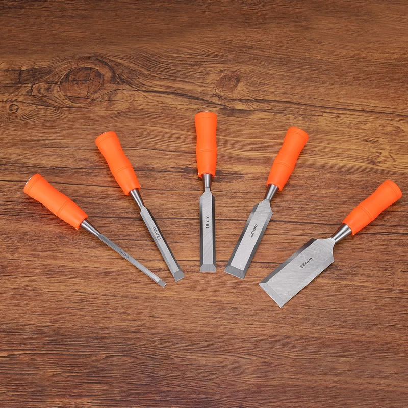 2pcs Wood Chisel 7/8" Beveled Edge Blade Wood Working Flat Chisel with Handle