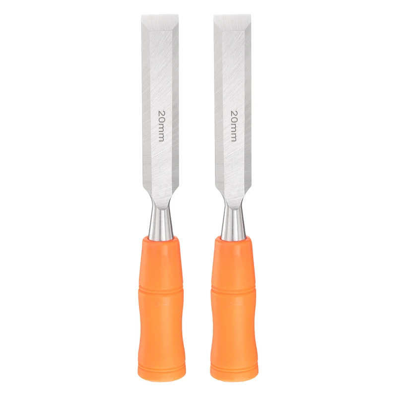 2pcs Wood Chisel 13/16" Beveled Edge Blade Wood Working Flat Chisel with Handle