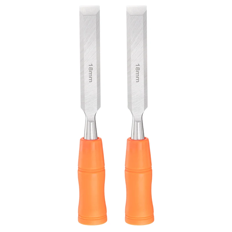 2pcs Wood Chisel 11/16" Beveled Edge Blade Wood Working Flat Chisel with Handle