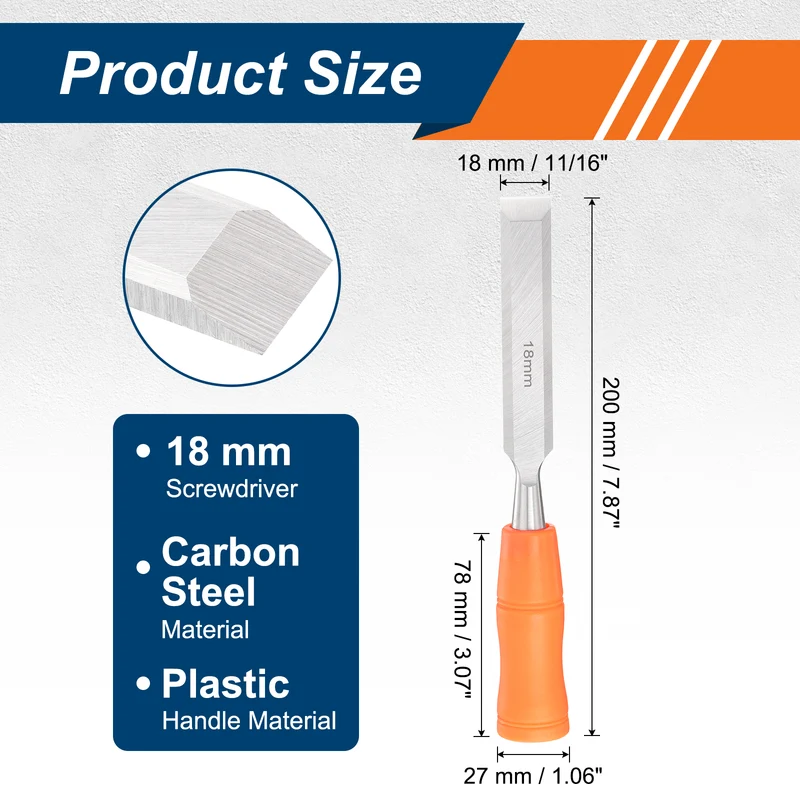 2pcs Wood Chisel 11/16" Beveled Edge Blade Wood Working Flat Chisel with Handle