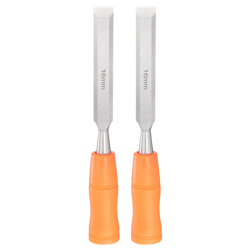2pcs Wood Chisel 5/8" Beveled Edge Blade Wood Working Flat Chisel with Handle