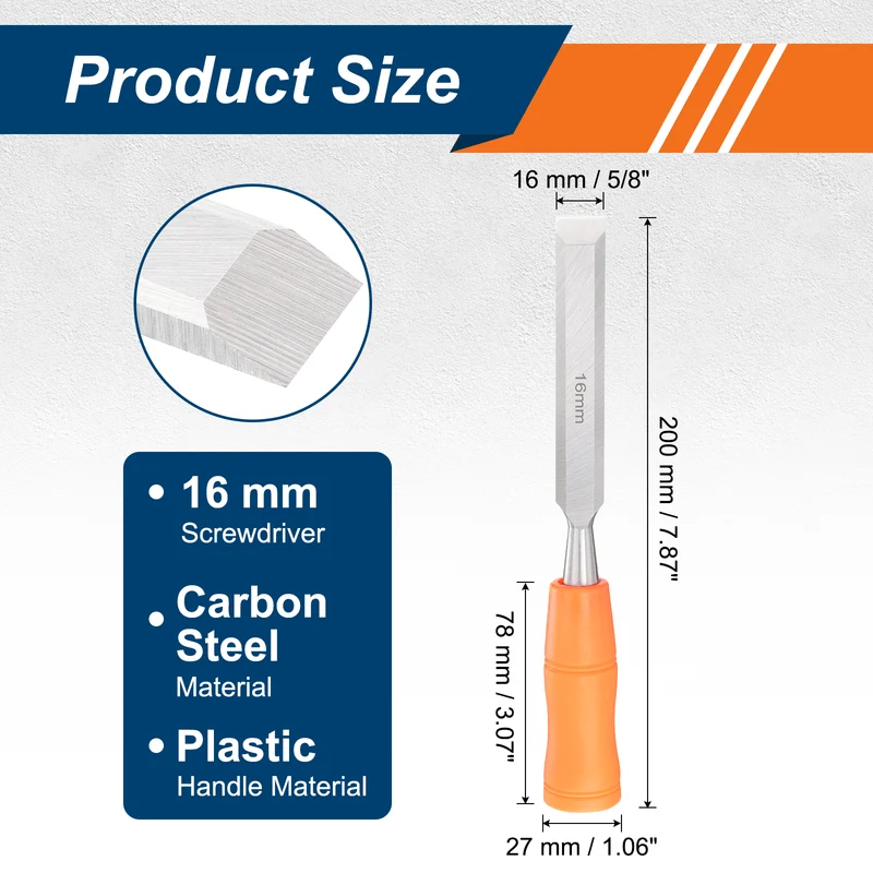2pcs Wood Chisel 5/8" Beveled Edge Blade Wood Working Flat Chisel with Handle