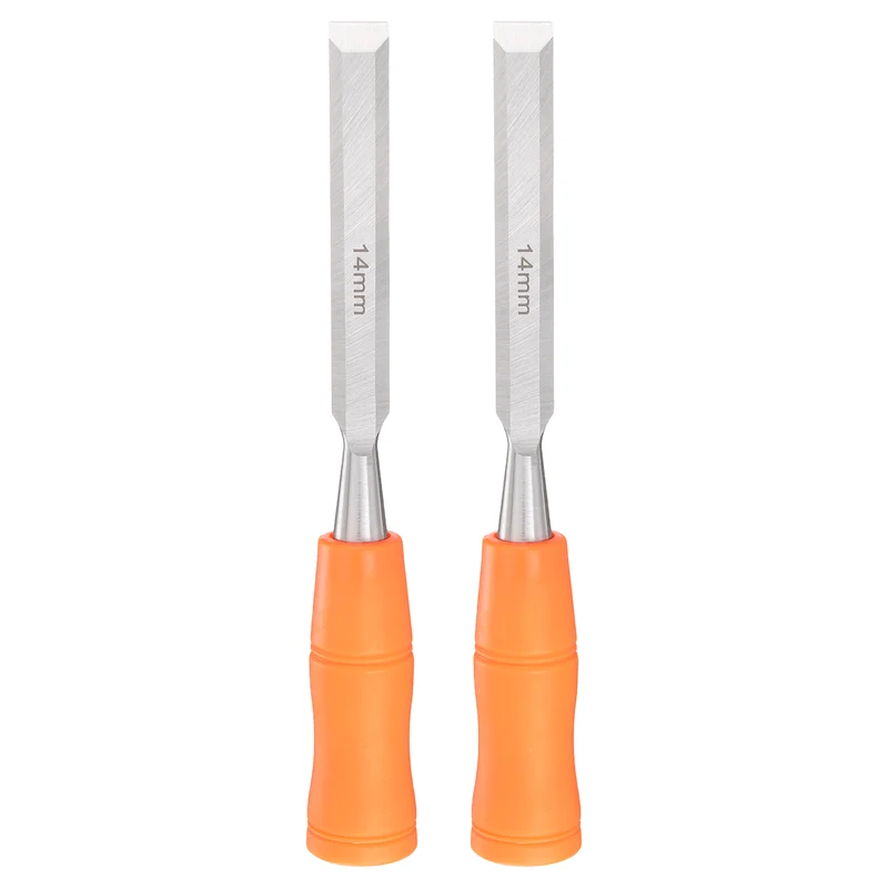 2pcs Wood Chisel 9/16" Beveled Edge Blade Wood Working Flat Chisel with Handle