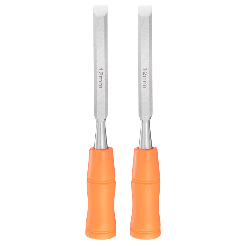 2pcs Wood Chisel 1/2" Beveled Edge Blade Wood Working Flat Chisel with Handle