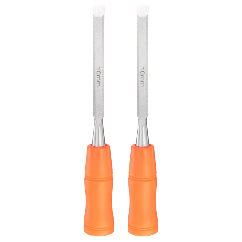 2pcs Wood Chisel 3/8" Beveled Edge Blade Wood Working Flat Chisel with Handle