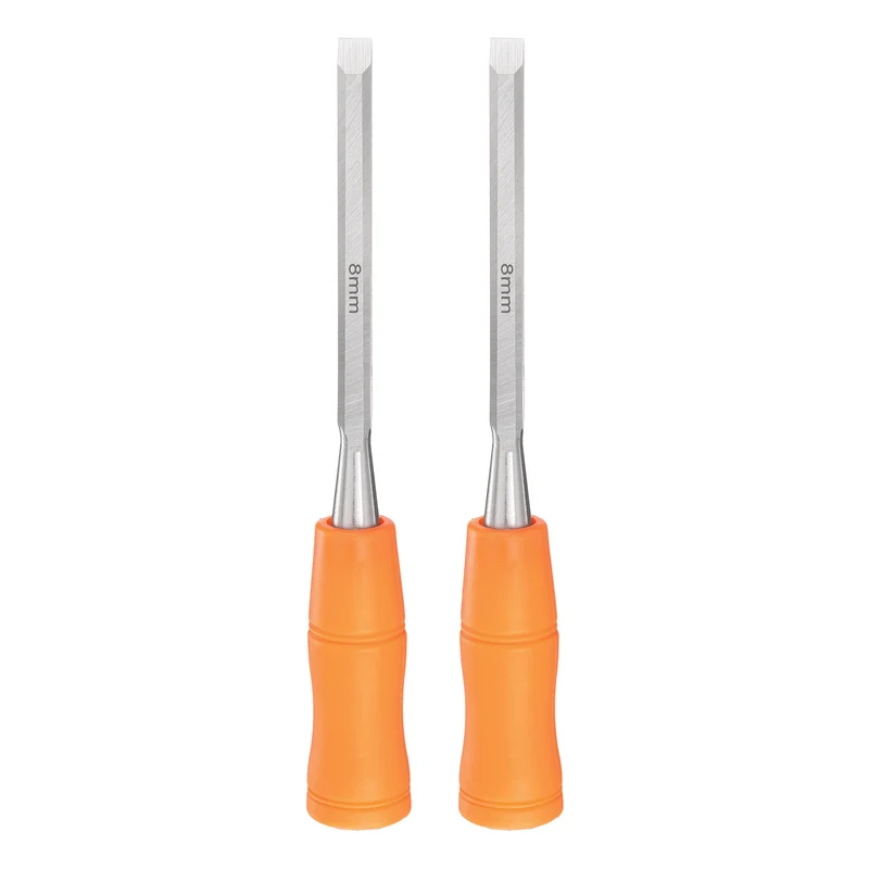 2pcs Wood Chisel 5/16" Beveled Edge Blade Wood Working Flat Chisel with Handle