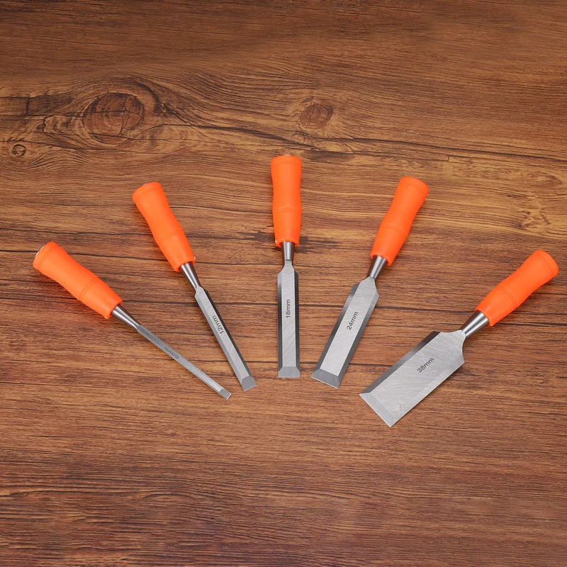 2pcs Wood Chisel 5/16" Beveled Edge Blade Wood Working Flat Chisel with Handle