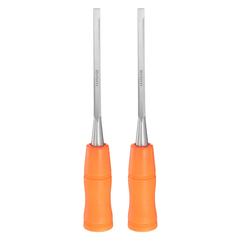 2pcs Wood Chisel 1/4" Beveled Edge Blade Wood Working Flat Chisel with Handle