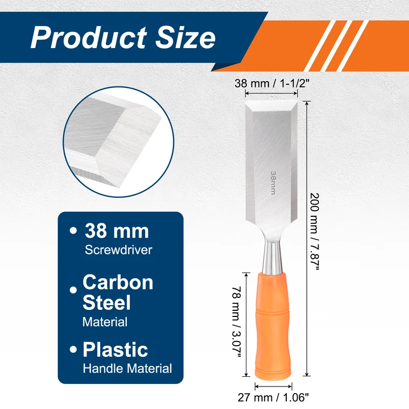 Wood Chisel 1-1/2" Beveled Edge Blade Wood Working Flat Chisel with Handle