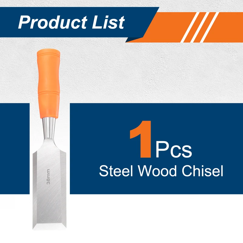 Wood Chisel 1-1/2" Beveled Edge Blade Wood Working Flat Chisel with Handle