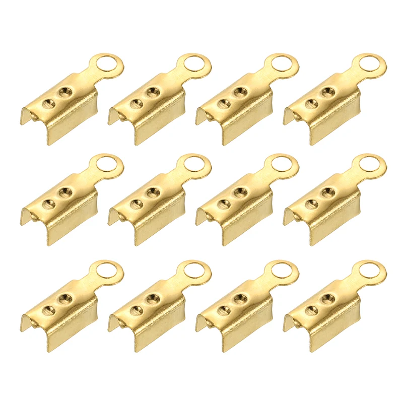 600 Pcs Fold Over Cord Ends, 10.2x2.5mm Ribbon Crimp Ends Cap (Light Gold)