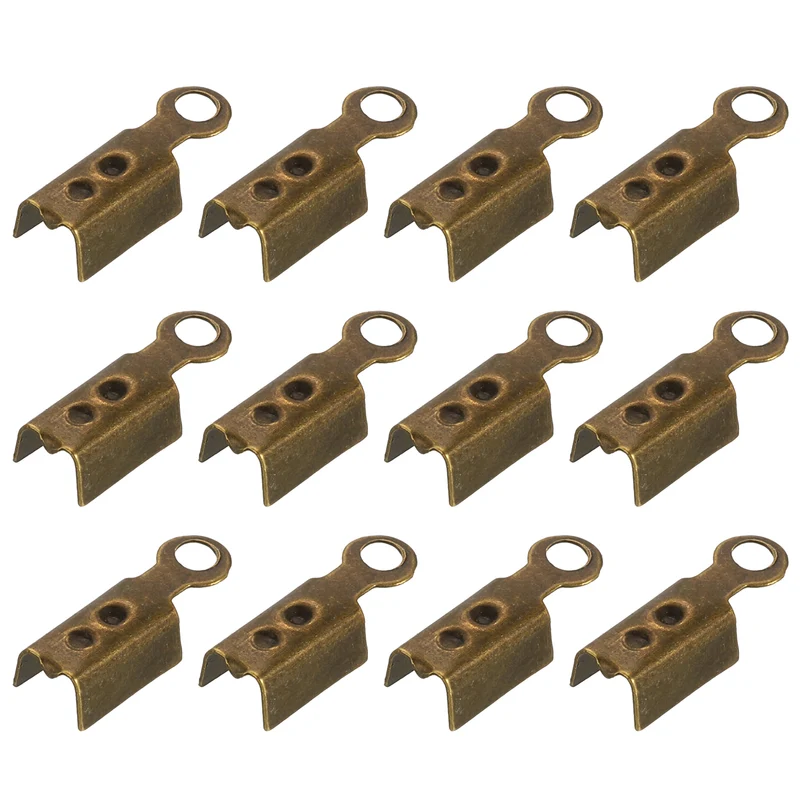 400 Pcs Fold Over Cord Ends, 10.2x2.5mm Ribbon Crimp Ends Cap (Bronze)