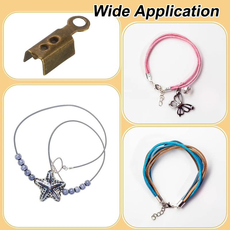 400 Pcs Fold Over Cord Ends, 10.2x2.5mm Ribbon Crimp Ends Cap (Bronze)