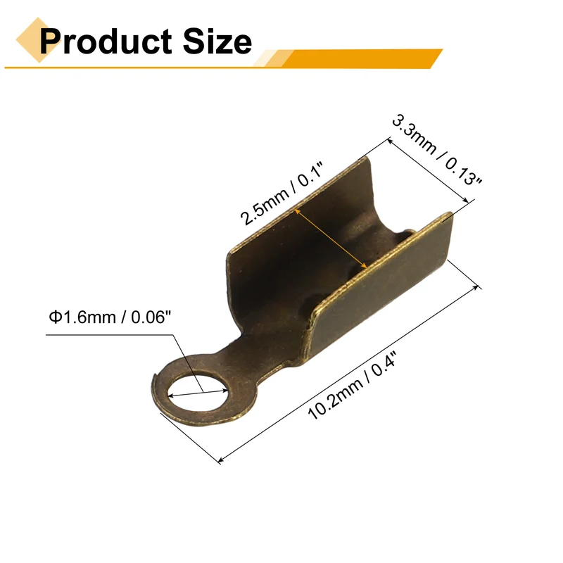 200 Pcs Fold Over Cord Ends, 10.2x2.5mm Ribbon Crimp Ends Cap (Bronze)